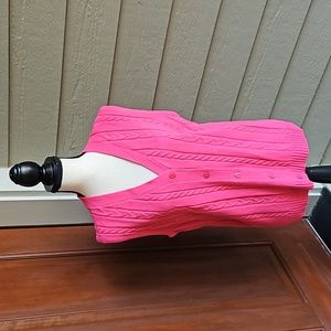 VINTAGE SWEATER BUTTON UP V-NECK PINK S SMALL AMERICAN SWEETHEART NWOT HABAND